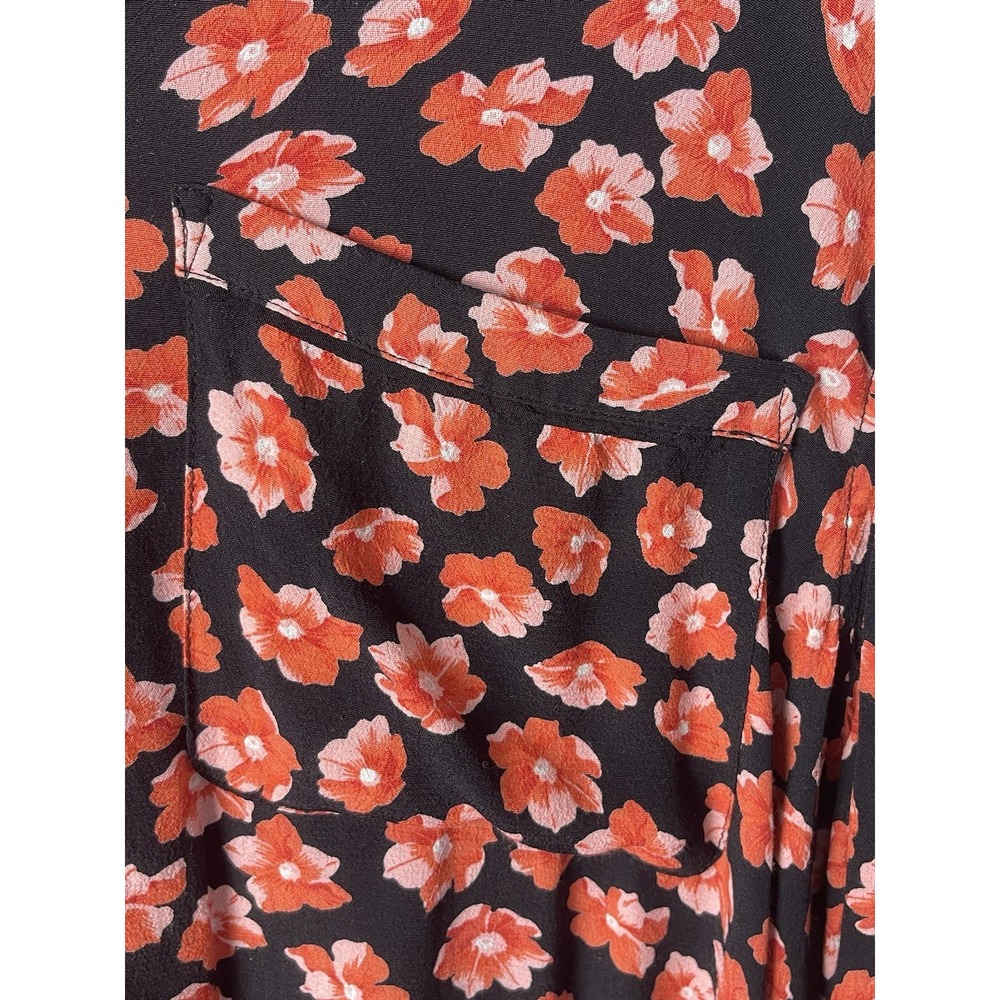 GANNI Floral-Print Button Down Shirt Red‎ Pink Black Size 10 - Picture 7 of 16